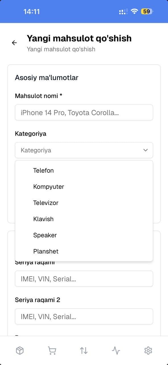 Inventarizatsiya - Tovarlar